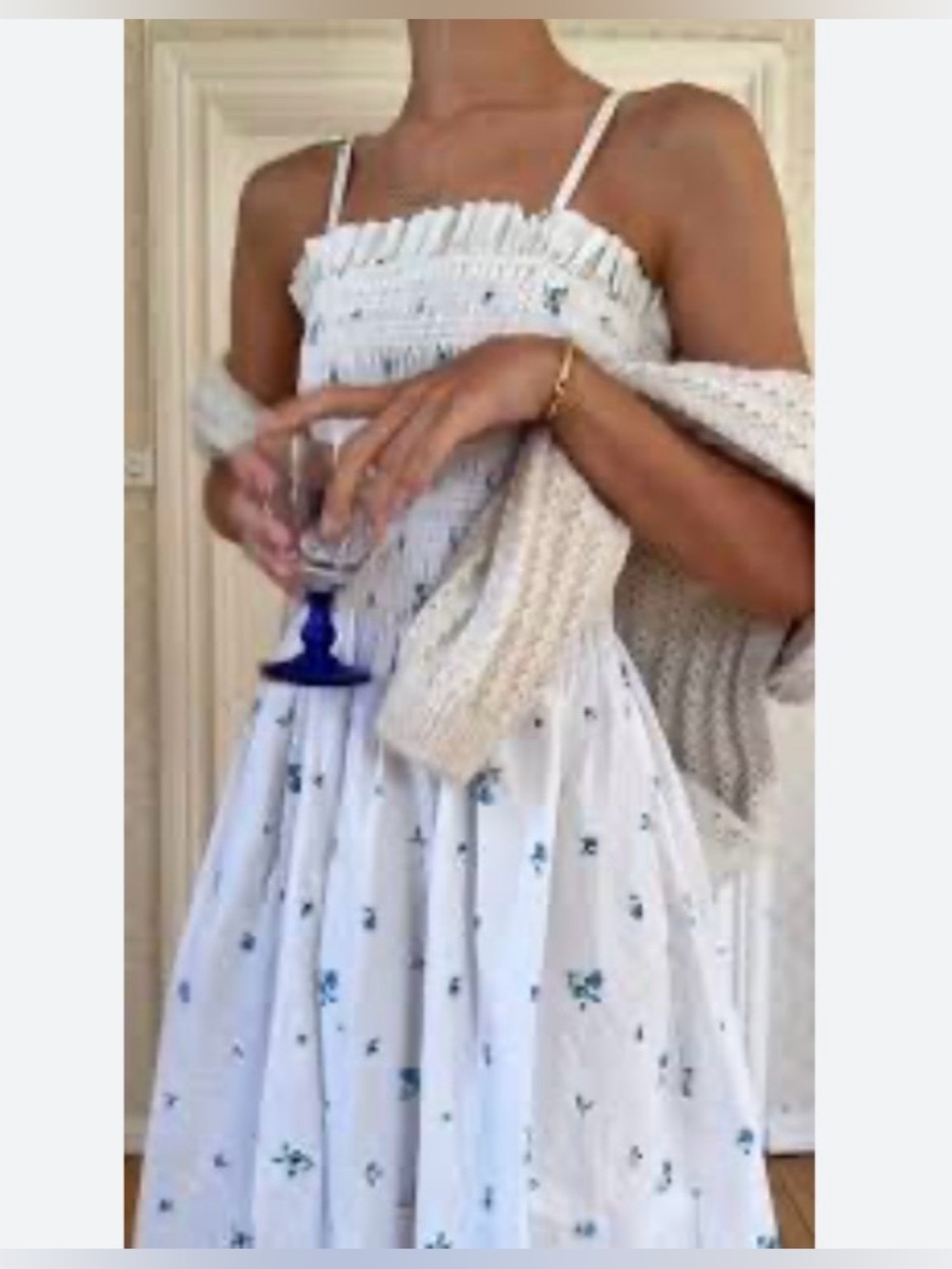 H&M White and Blue Floral Sundress